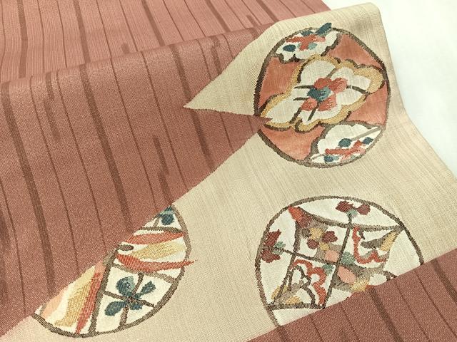 平和屋着物●太鼓柄袋帯　雲取り丸文　金糸　正絹　逸品　CABJ7497vp