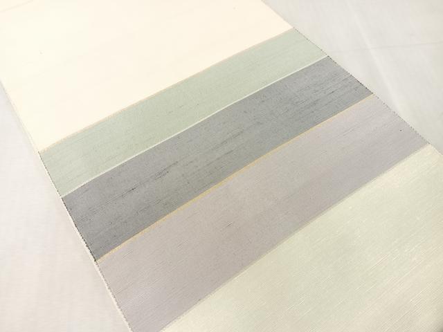 平和屋着物●能州紬　絲藝苑　上島洋山　両面　全通柄袋帯　道化師　ピエロ　横段文　金銀糸　正絹　逸品　未使用　CABJ7498vp