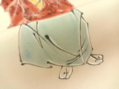 平和屋着物●東京友禅　熊谷好博子　九寸名古屋帯　手描き　能　正絹　逸品　CABJ7504vp