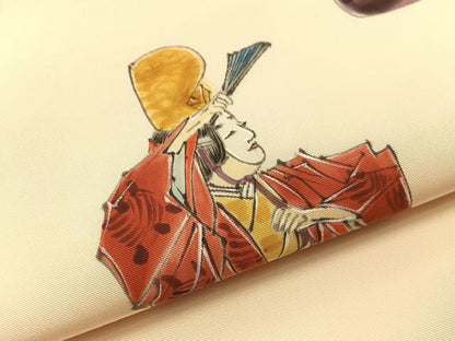 平和屋着物●東京友禅　熊谷好博子　九寸名古屋帯　手描き　能　正絹　逸品　CABJ7504vp