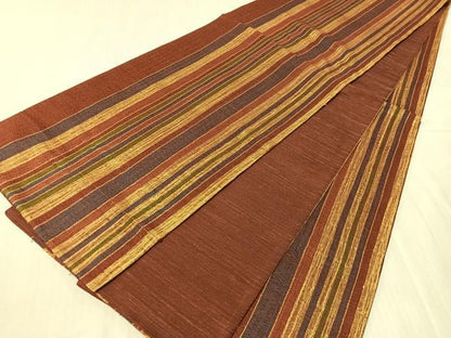 平和屋着物●全通柄袋帯　櫛織　間道　正絹　逸品　CABJ7506vp