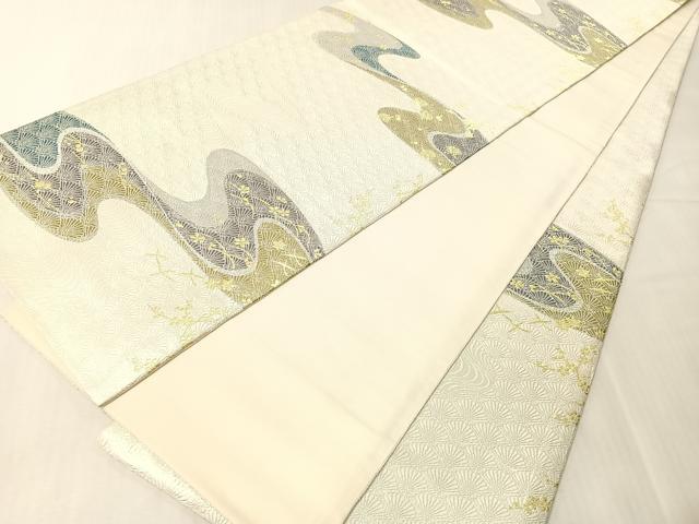 平和屋着物●六通柄袋帯　流水花鳥文　金銀糸　正絹　逸品　CABJ7509vp