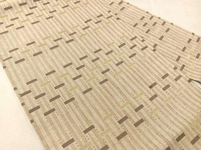 平和屋着物●九寸名古屋帯　幾何学文様　金糸　正絹　逸品　CABJ7512vp