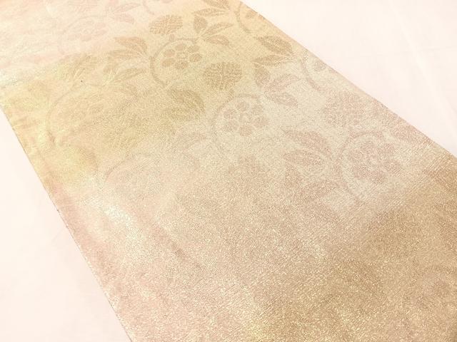 平和屋着物●全通柄袋帯　笹蔓文様　金銀糸　正絹　逸品　CABJ7513vp