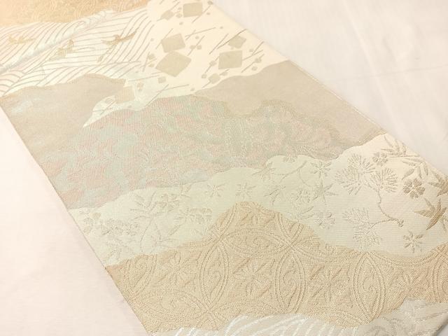 平和屋着物●西陣　川島織物　六通柄　本袋帯　道長花鳥文　金銀糸　正絹　逸品　CABJ7516vp