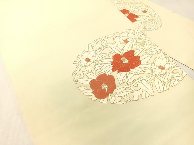 平和屋着物●塩瀬　九寸名古屋帯　草花丸文　金彩　正絹　逸品　CABJ7519vp