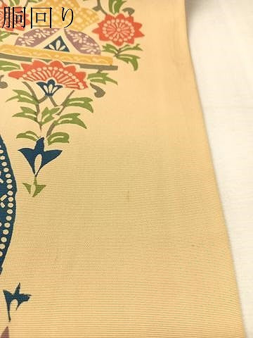 平和屋着物●塩瀬　全通柄　九寸名古屋帯　型染め　立涌船花文　正絹　逸品　CABJ7524vp