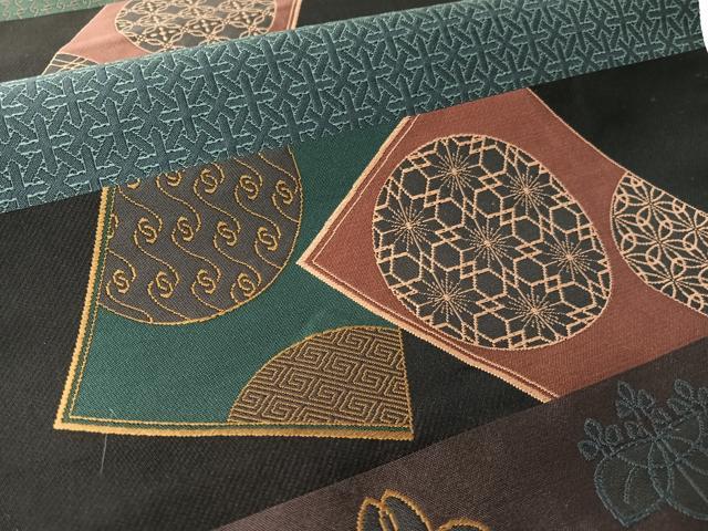 平和屋着物●六通柄袋帯 横段吉祥花文 黒地 正絹 逸品 CABJ7526vp