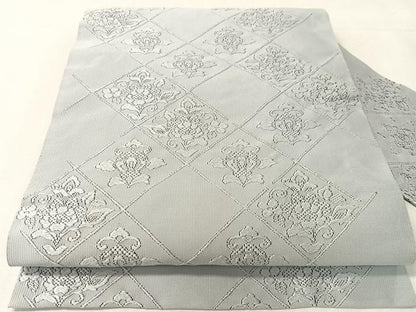 平和屋着物●八寸名古屋帯　綴れ　菱花文　白菫色　正絹　逸品　CABJ7527vp