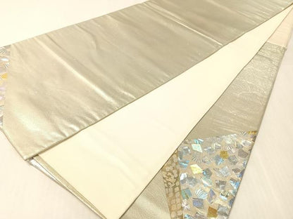 平和屋着物●金彩友禅作家　金彩の魔術師　堀省平　金煌織　太鼓柄袋帯　箔散らし　正絹　逸品　CABJ7536vp