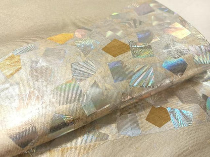 平和屋着物●金彩友禅作家　金彩の魔術師　堀省平　金煌織　太鼓柄袋帯　箔散らし　正絹　逸品　CABJ7536vp