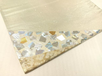 平和屋着物●金彩友禅作家　金彩の魔術師　堀省平　金煌織　太鼓柄袋帯　箔散らし　正絹　逸品　CABJ7536vp