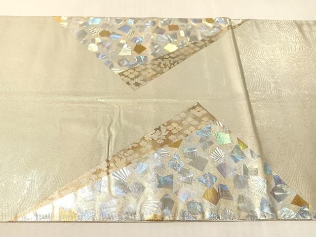 平和屋着物●金彩友禅作家　金彩の魔術師　堀省平　金煌織　太鼓柄袋帯　箔散らし　正絹　逸品　CABJ7536vp