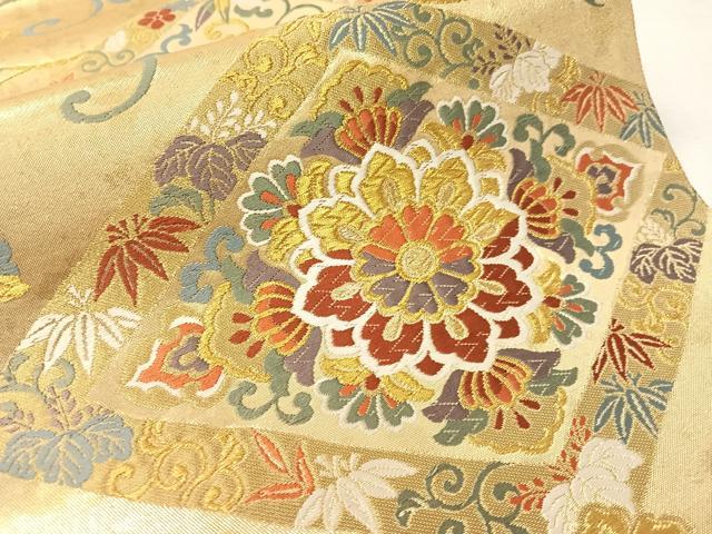 平和屋着物●六通柄袋帯　唐織　菱能衣文　金糸　正絹　逸品　CABJ7537vp