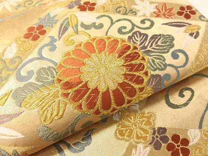 平和屋着物●六通柄袋帯　唐織　菱能衣文　金糸　正絹　逸品　CABJ7537vp
