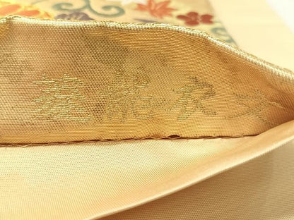 平和屋着物●六通柄袋帯　唐織　菱能衣文　金糸　正絹　逸品　CABJ7537vp