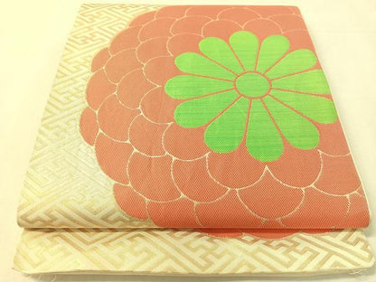 平和屋着物●桝屋高尾　六通柄　本袋帯　菊　金糸　正絹　逸品　CABJ7541vp