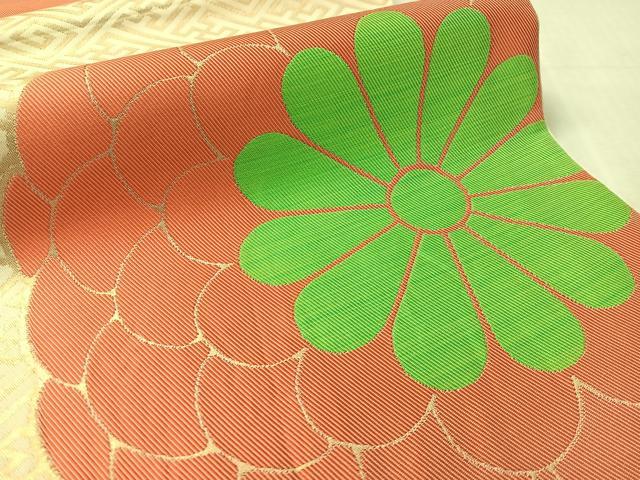 平和屋着物●桝屋高尾　六通柄　本袋帯　菊　金糸　正絹　逸品　CABJ7541vp