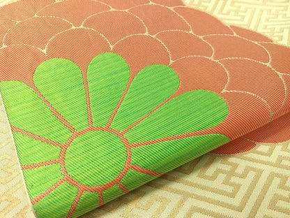 平和屋着物●桝屋高尾　六通柄　本袋帯　菊　金糸　正絹　逸品　CABJ7541vp