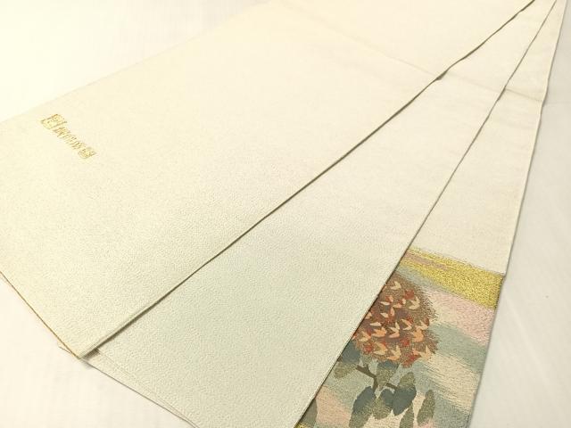 平和屋着物●手織綴れ　山鹿清華　太鼓柄袋帯　湖宮航図　金銀糸　正絹　逸品　CABJ7543vp