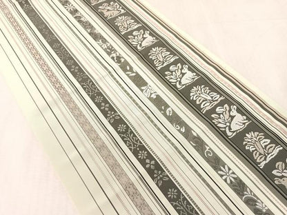 平和屋着物●本場筑前博多織　八寸名古屋帯　花兎間道　博多金ラベル　証紙付き　正絹　逸品　CABJ7547vp