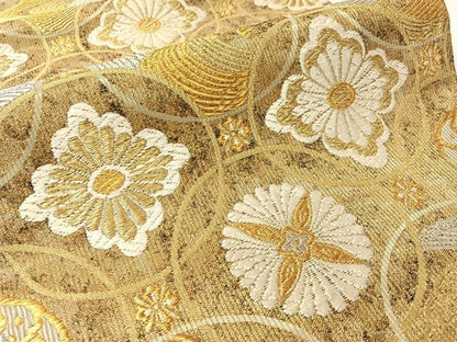 平和屋着物●六通柄袋帯　立波花丸繋ぎ　金銀糸　正絹　逸品　CABJ7549vp