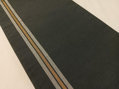 平和屋着物●両面　全通柄袋帯　隈取　黒地　銀糸　正絹　逸品　未使用　CABJ7551vp