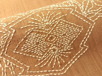 平和屋着物●中国三大刺繍　相良刺繍　総刺繍　刺し子　太鼓柄袋帯　抽象文様正絹　逸品　CABJ7559vp