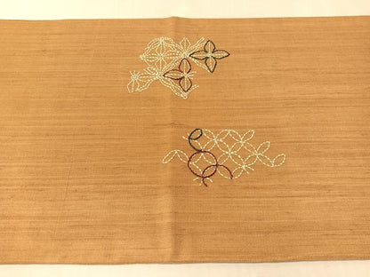 平和屋着物●中国三大刺繍　相良刺繍　総刺繍　刺し子　太鼓柄袋帯　抽象文様正絹　逸品　CABJ7559vp