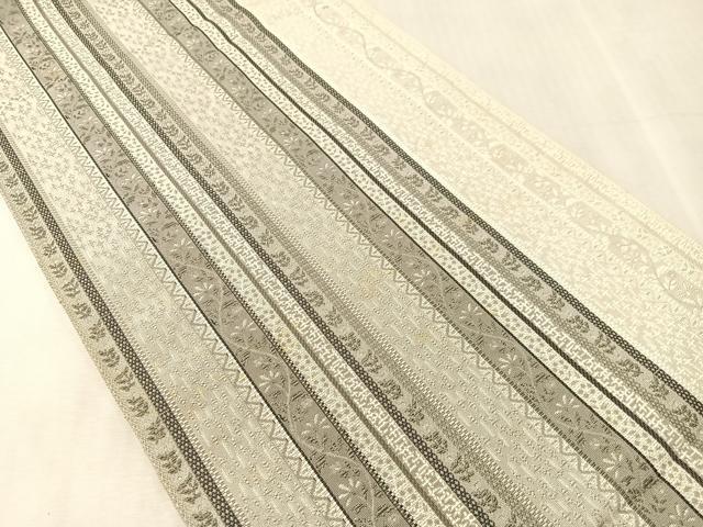 平和屋着物●本場筑前博多織　八寸名古屋帯　草花間道　正絹　逸品　CABJ7560vp