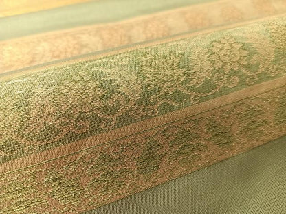 平和屋着物●九寸名古屋帯　横段更紗文　金糸　正絹　逸品　CABJ7562vp