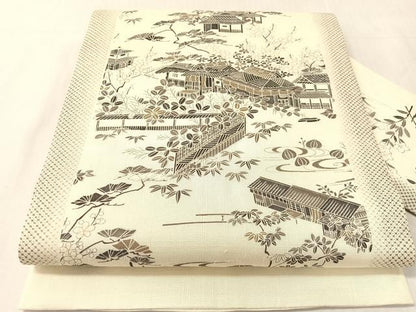 平和屋着物●九寸名古屋帯　紬地　御所解文　正絹　逸品　CABJ7564vp