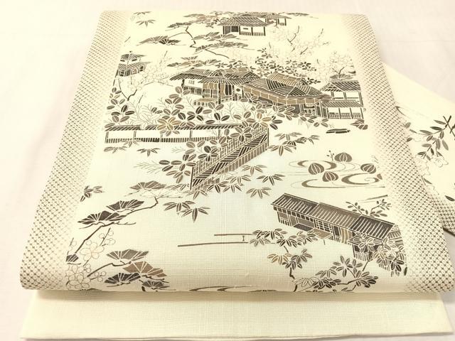 平和屋着物●九寸名古屋帯　紬地　御所解文　正絹　逸品　CABJ7564vp