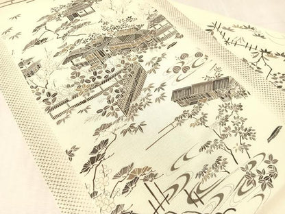 平和屋着物●九寸名古屋帯　紬地　御所解文　正絹　逸品　CABJ7564vp