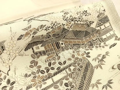 平和屋着物●九寸名古屋帯　紬地　御所解文　正絹　逸品　CABJ7564vp