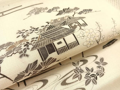 平和屋着物●九寸名古屋帯　紬地　御所解文　正絹　逸品　CABJ7564vp
