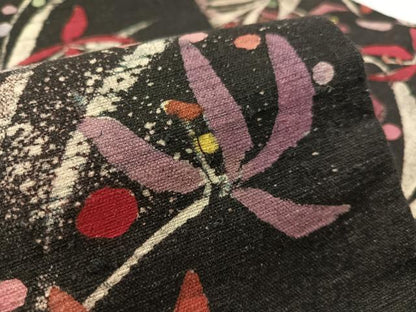 平和屋着物●九寸名古屋帯　紬地　手描手染　昭作　草花文　長尺　正絹　逸品　CABJ7568vp