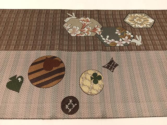 平和屋着物●八寸名古屋帯　亀甲花兎　金糸　やまと誂製　正絹　逸品　CABJ7570vp