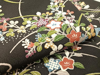 平和屋着物●全通柄　九寸名古屋帯　流水花文　正絹　逸品　CABJ7573vp