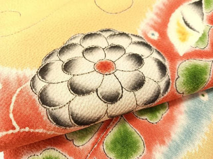 平和屋着物●九寸名古屋帯　作家物　草花文　鬼しぼ縮緬　正絹　逸品　CABJ7574vp
