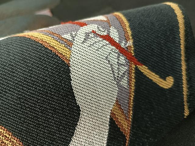 平和屋着物●九寸名古屋帯　喜多川歌麿　美人画　黒地　正絹　逸品　CABJ7582vp