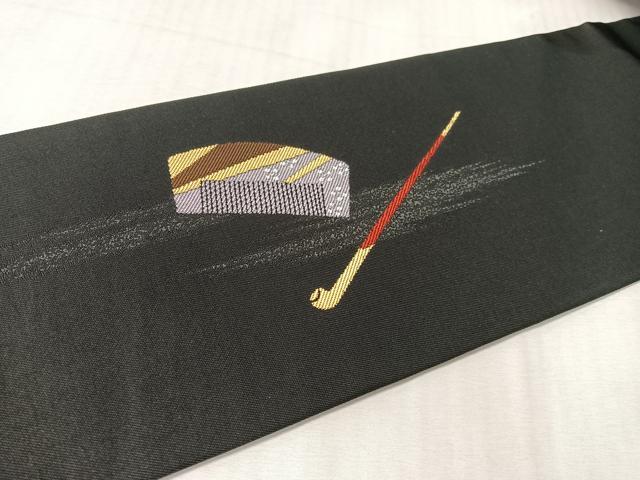平和屋着物●九寸名古屋帯　喜多川歌麿　美人画　黒地　正絹　逸品　CABJ7582vp
