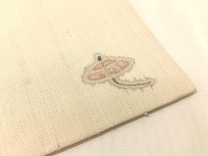 平和屋着物●九寸開き名古屋帯　紬地　ろうけつ染　枝花文　正絹　逸品　CABJ7585vp