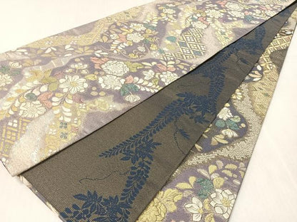 平和屋着物●両面　両方向　全通柄袋帯　辻が花　金銀糸　正絹　逸品　CABJ7586vp