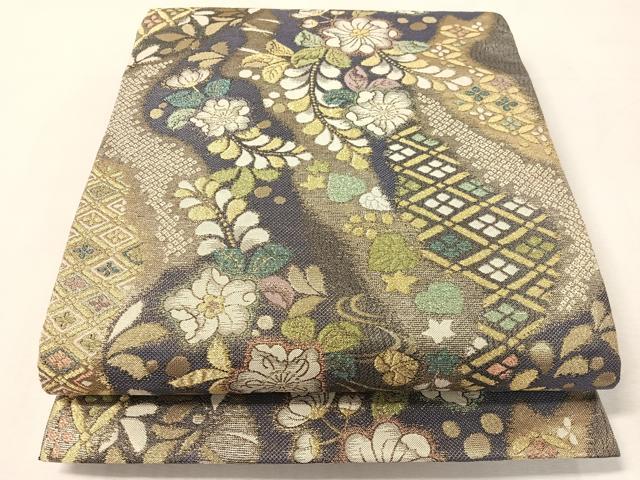 平和屋着物●両面　両方向　全通柄袋帯　辻が花　金銀糸　正絹　逸品　CABJ7586vp