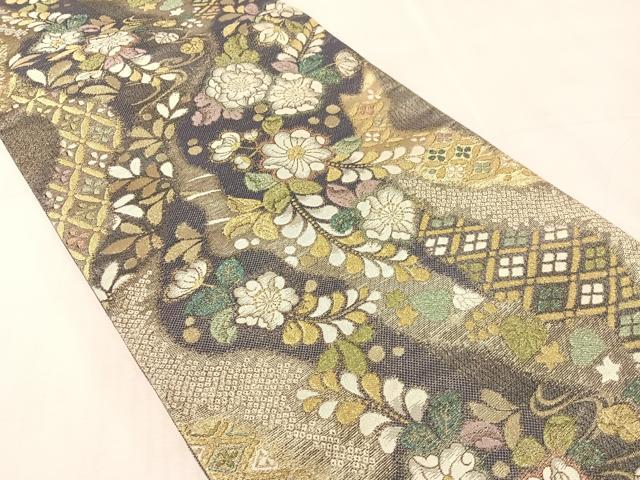 平和屋着物●両面　両方向　全通柄袋帯　辻が花　金銀糸　正絹　逸品　CABJ7586vp
