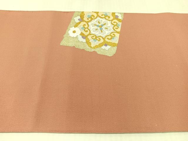 平和屋着物●爪掻き本綴れ　八寸名古屋帯　花喰鳥　金銀糸　正絹　逸品　未使用　CABJ7588vp