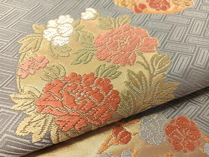 平和屋着物●九寸名古屋帯　唐織　雪輪花文　金糸　正絹　逸品　CABJ7589vp