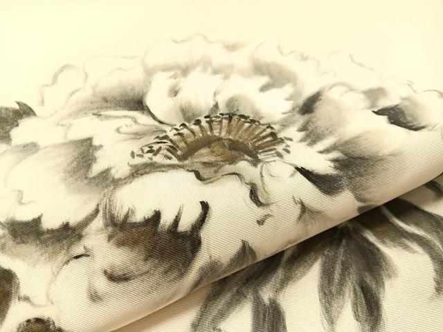 平和屋着物●塩瀬　九寸名古屋帯　作家物　手描き　枝花文　金彩　正絹　逸品　CABJ7590vp