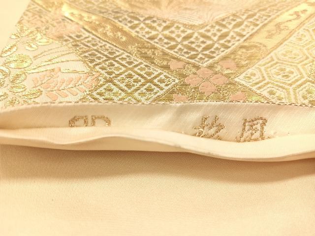平和屋着物●西陣　服部織物謹製　六通柄袋帯　唐織　松風　天井花文　金糸　正絹　逸品　CABJ7595vp